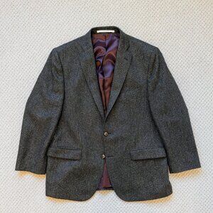 Baumler Tweed Wool Cashmere Blazer Jacket Sport Coat Size 44 Grey